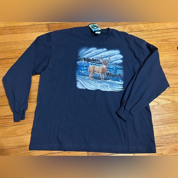 Vtg Alpine Buck Deer Long Sleeve Chore Shirt XL Wildlife Made USA Ozark Trail - Picture 1 of 7